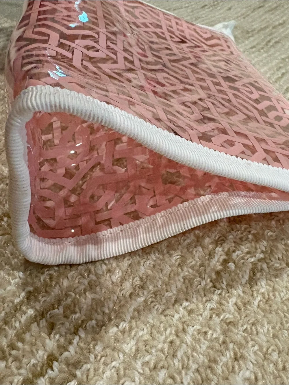 Pink Geometric PVC Cosmetic Pouch